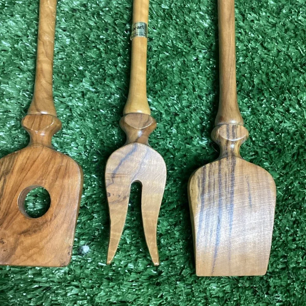 Vintage Oliv-Art Wooden Kitchen Hanging Utensils Set